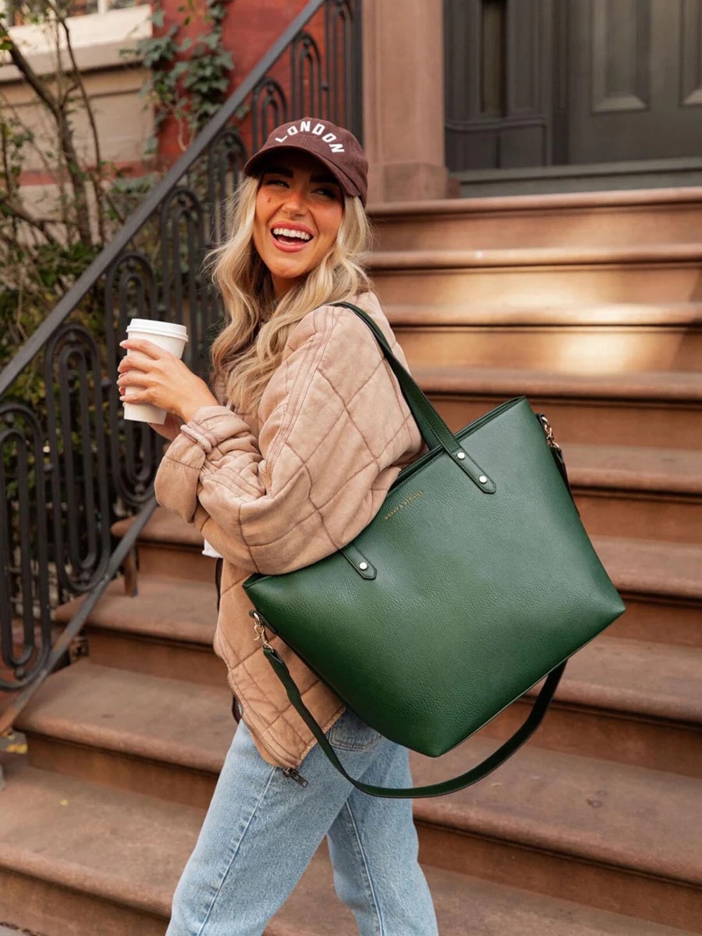 POPPY & PEONIES TOTE- Heritage Green